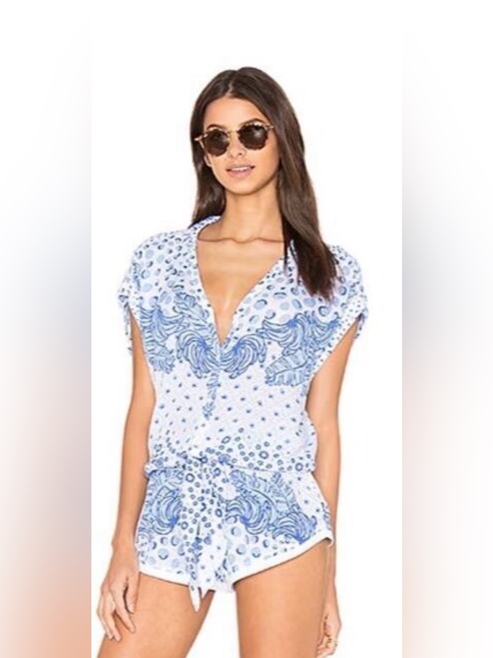 Same style, different pattern! Poupette St. Barth Blue/White Beach Romper Small